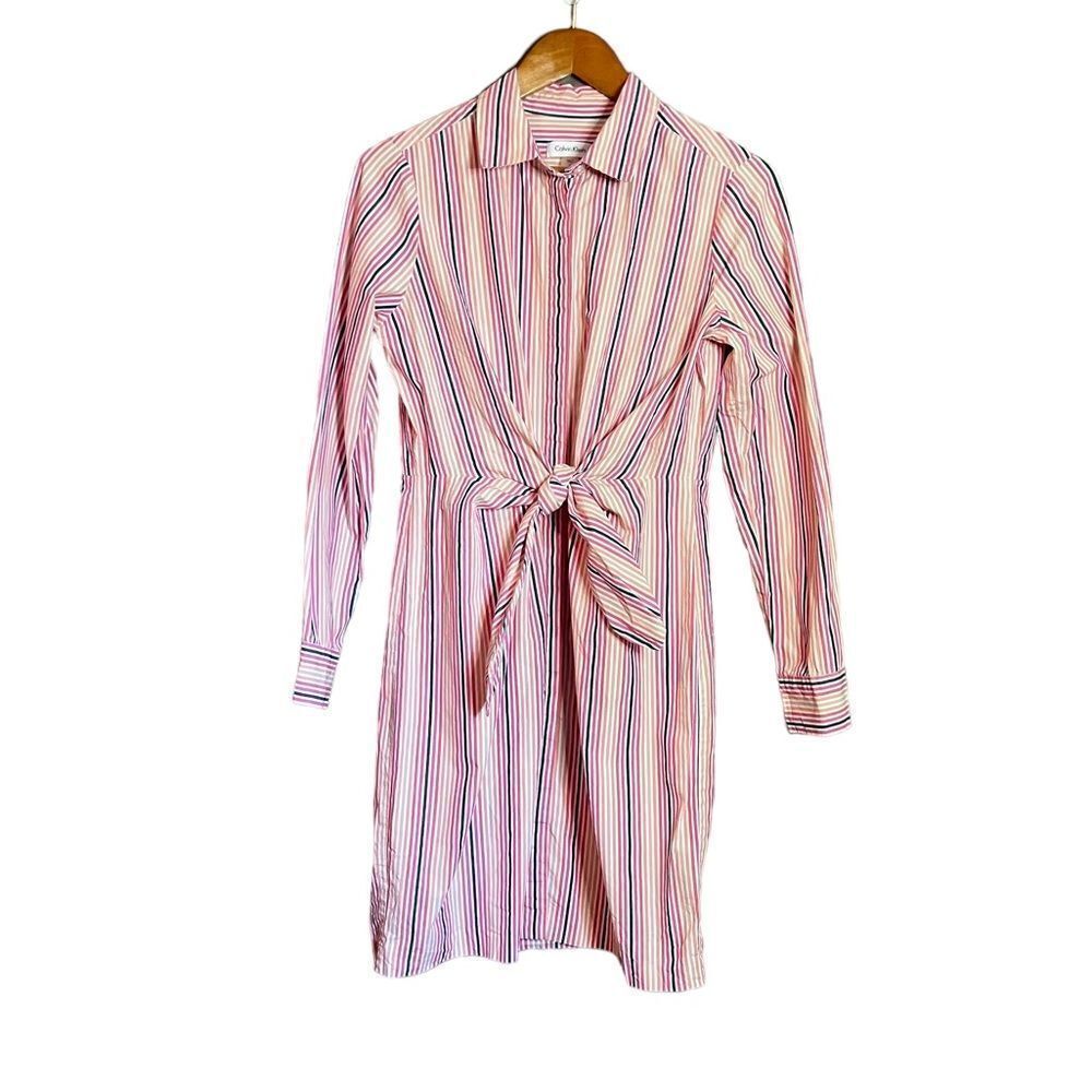 Calvin Klein striped button down dress. Size 6